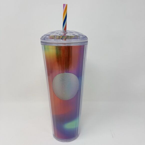 Starbucks 2021 Rainbow Pride Kaleidoscope 24oz tumbler Iridescent Holographic - Picture 1 of 5